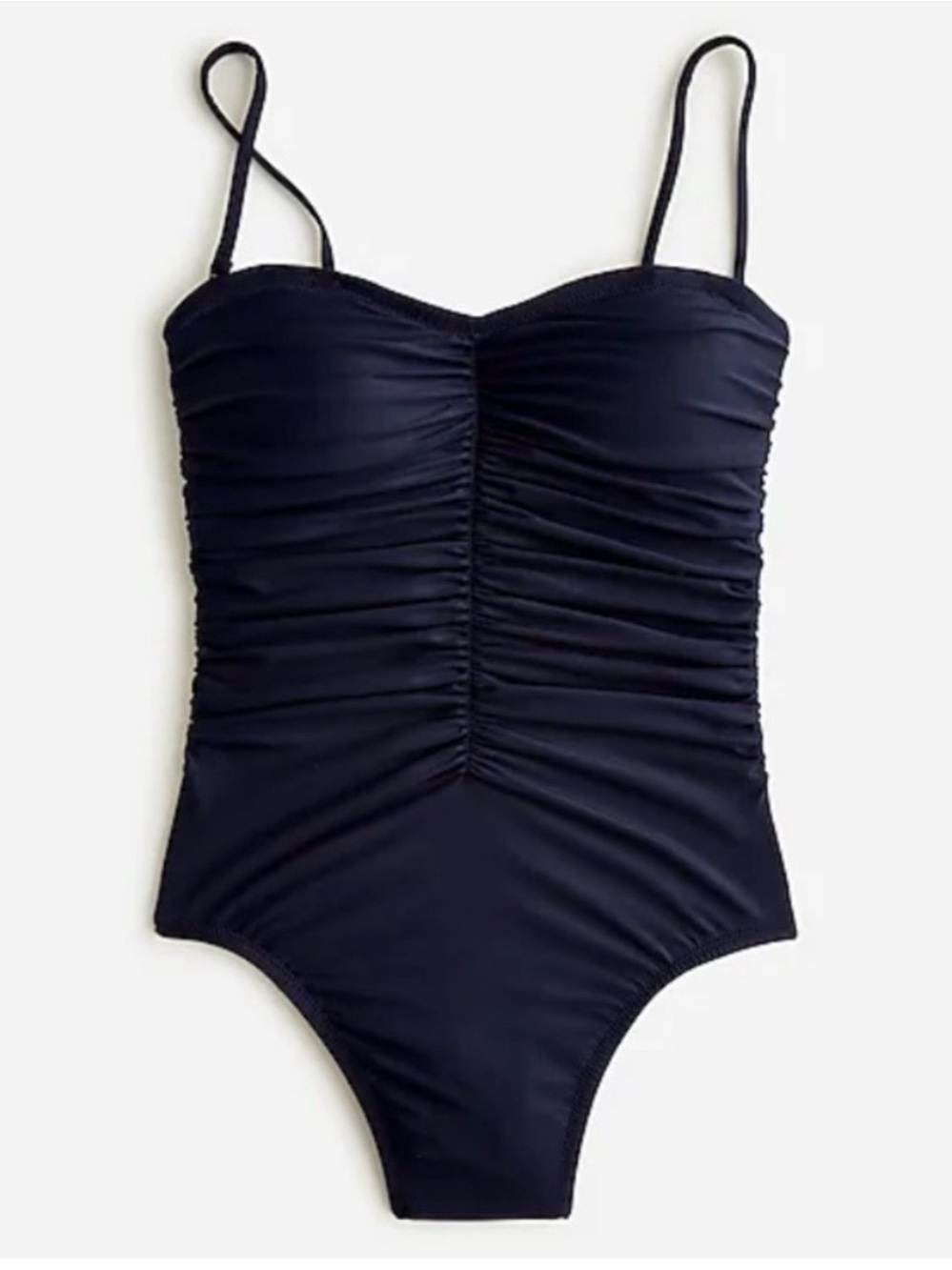 J. Crew Black Ruched One-Piece Swimsuit